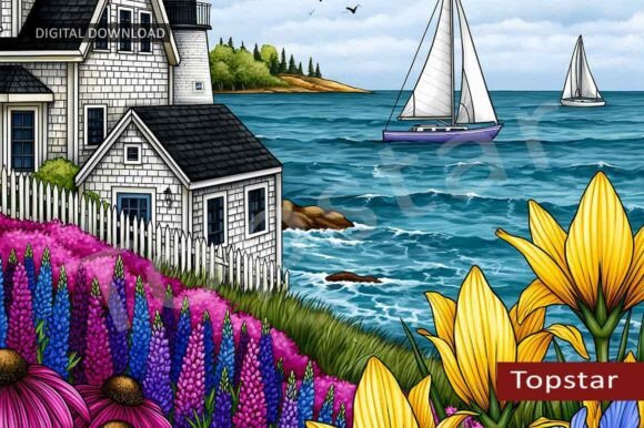 Download Coastal Flowers Seaside Summer Wall Art - Seaside Collection