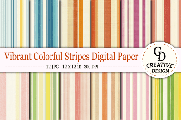Download Vibrant Colorful Stripes Digital Paper - Stripes digital paper Collection