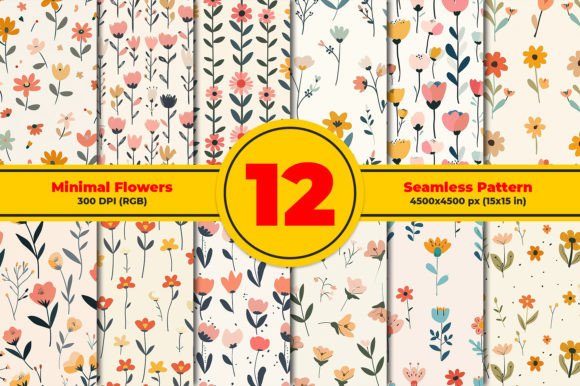 Download Minimal Flowers Seamless Pattern - Minimal flowers Collection