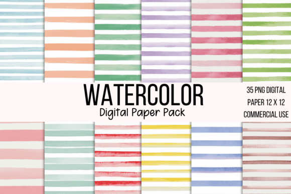 Download 30+ Watercolor Stripes Digital Paper - Stripes digital paper Collection