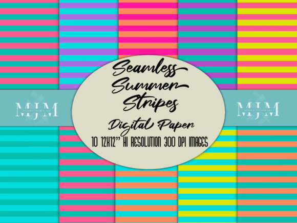 Download Summer Stripes Digital Papers Set - Stripes digital paper Collection