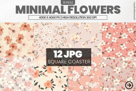 Download Minimal Flowers Square Coaster Bundle - Minimal flowers Collection