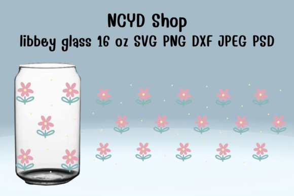 Download Minimal Flowers Libbey Glass Svg 16oz  F - Minimal flowers Collection