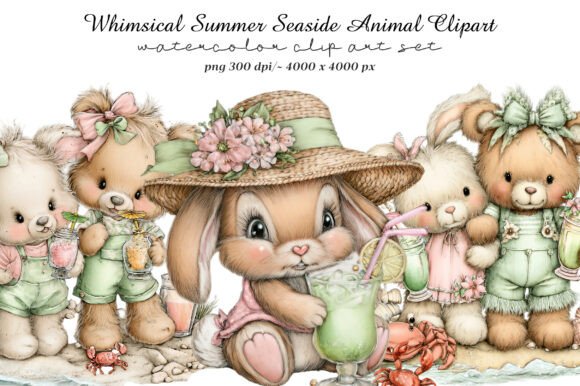 Download Whimsical Summer Seaside Animal Clipart - Seaside Collection