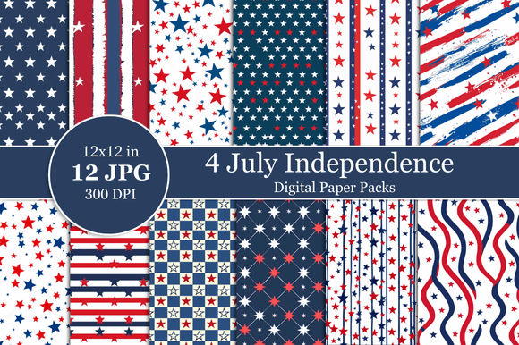 Download 4th July Star and Stripes Digital Paper - Stripes digital paper Collection