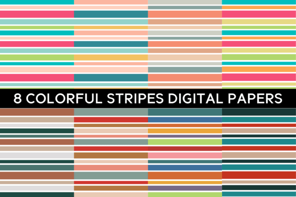 Download 8 Colorful Stripes Digital Papers - Stripes digital paper Collection