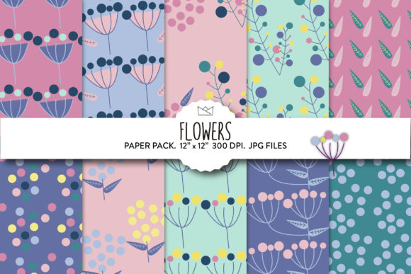 Download Minimal Flowers Digital Paper, Flowers - Minimal flowers Collection