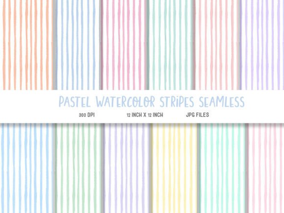 Download Pastel Watercolor Stripes Digital Paper - Stripes digital paper Collection