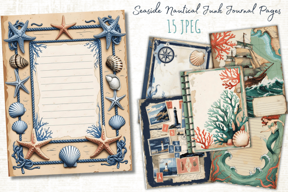 Download Seaside Nautical Junk Journal Pages - Seaside Collection