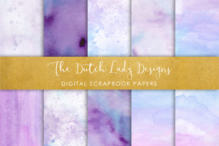 Download Digital Scrapbook Paper - Watercolor Ombres in Blue & Purple - Waterpaint Textures - Scrapbook Collection